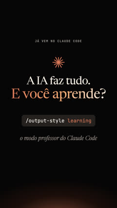 Capa do reel Modo professor do Claude Code